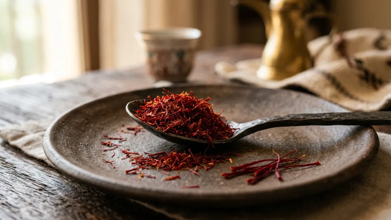 خيوط زعفران مكسورة ومفتتة