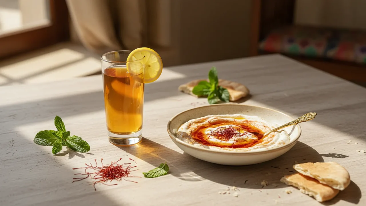 الزعفران مع الليمون والطماطم واللبن