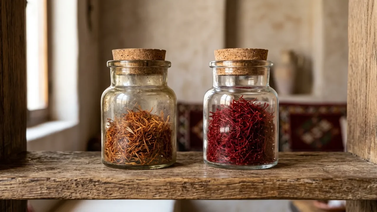 مقارنة زعفران طازج وقديم