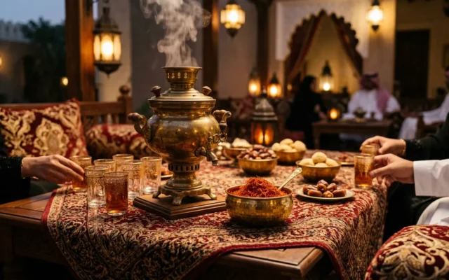 شاي الزعفران في السماور والإبريق الكبير: طريقة المجالس